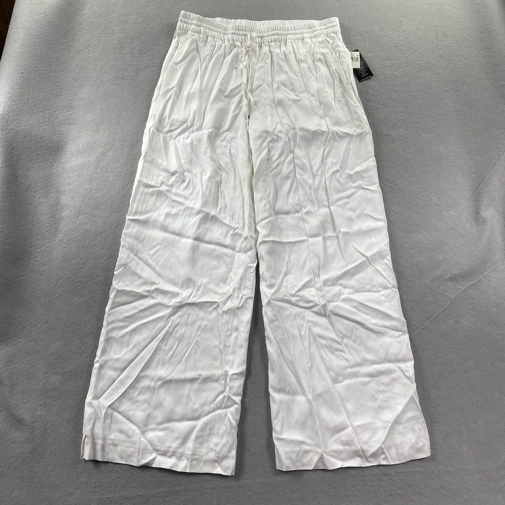Lauren Ralph Lauren Pants Womens Large White Wide Leg Pull On Drawstring